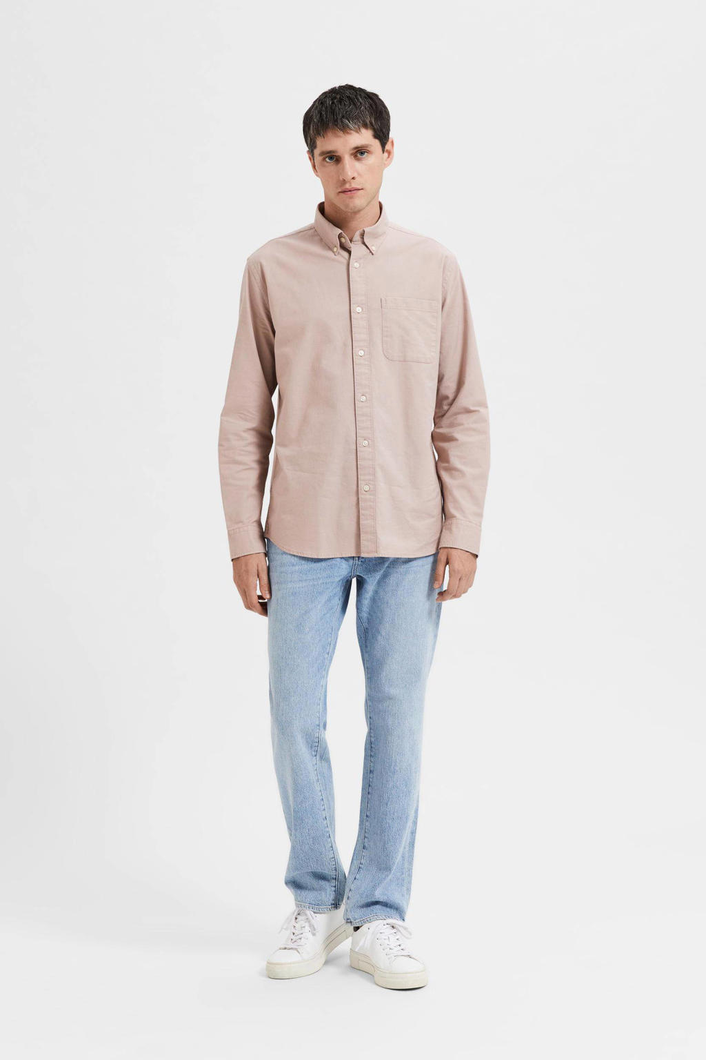 Selected regular fit overhemd SLHREGRICK-OX met katoen shadow gray
