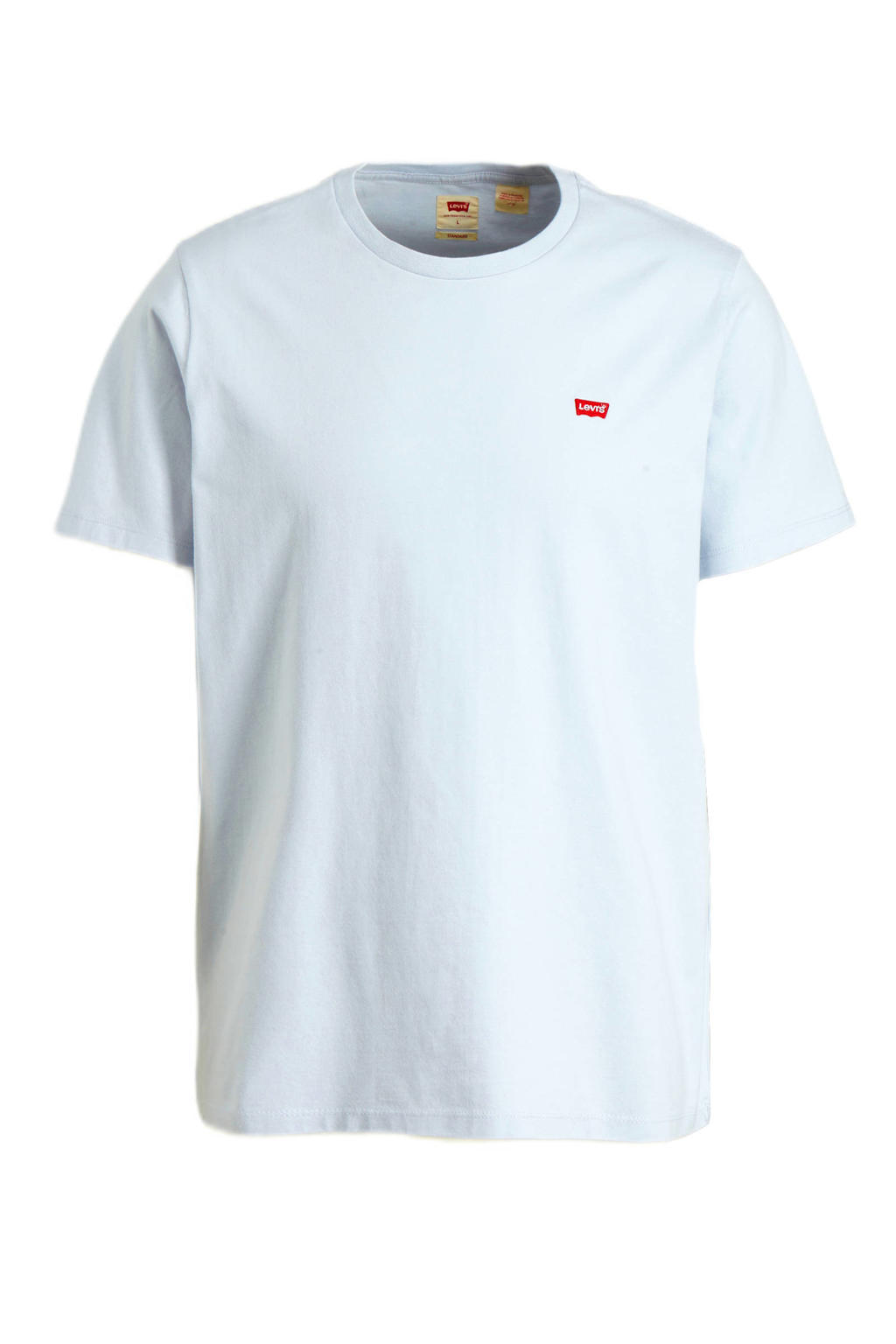 Lichtblauwe heren Levi's T-shirt van katoen met logo dessin, korte mouwen en ronde hals