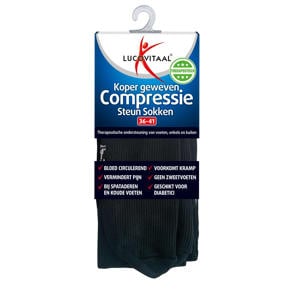 Wehkamp Lucovitaal Koper Compressie sokken - maat 36-41 - zwart - 6 paar (multipack) aanbieding