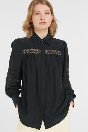 blouse FQSWEETLY met kant zwart