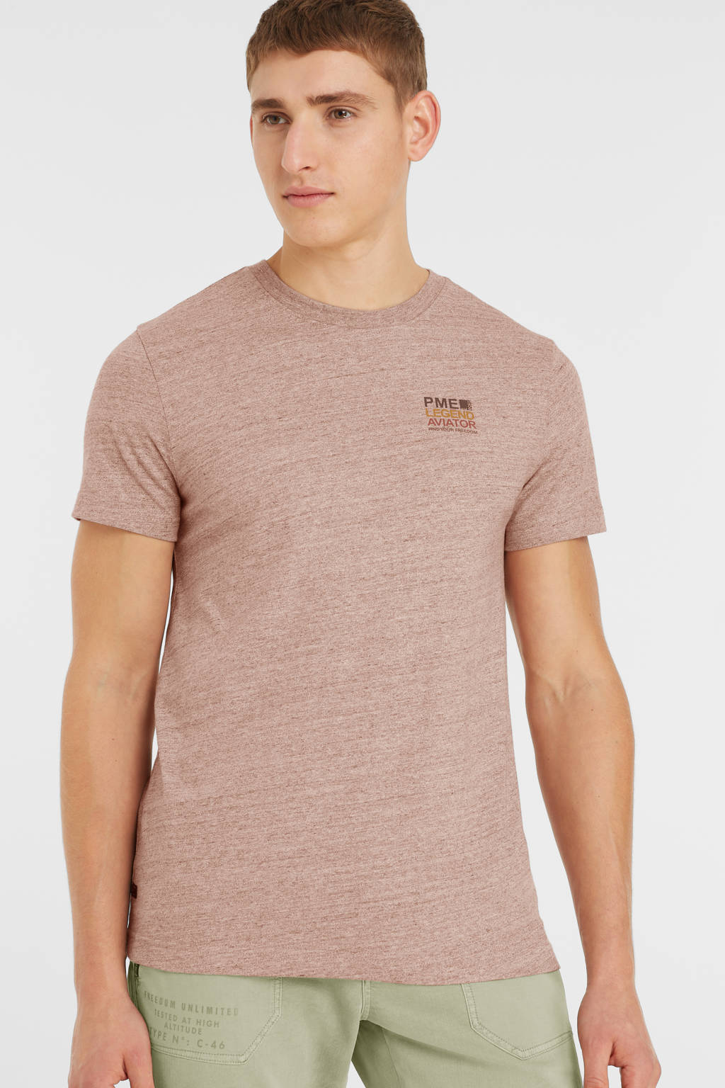 gemêleerd regular T-shirt 3200 misty rose | wehkamp