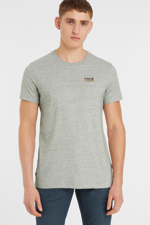 PME Legend gemêleerd regular fit T-shirt 8019 silver mink |