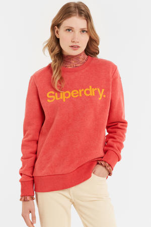 sweater met logo rood/geel