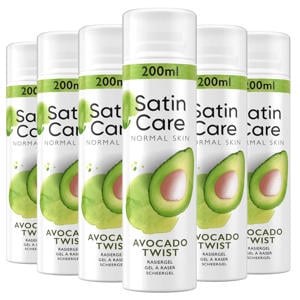 Satin Care Avocado Twist Scheergel Voor Vrouwen - 6 x 200 ml - voordeelverpakking