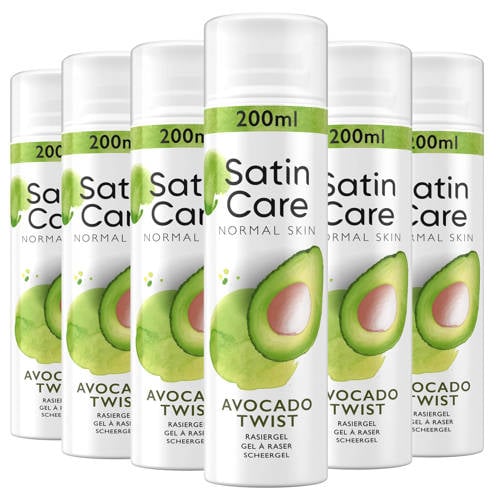 Wehkamp Gillette Satin Care Avocado Twist scheergel - 6 x 200 ml - voordeelverpakking aanbieding