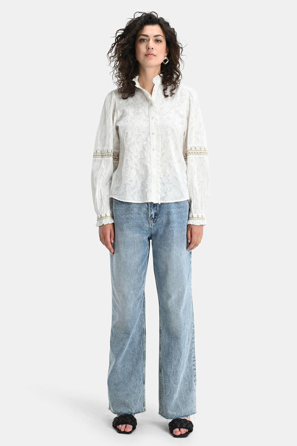 Shoeby Eksept blouse Cotton jacquard ecru