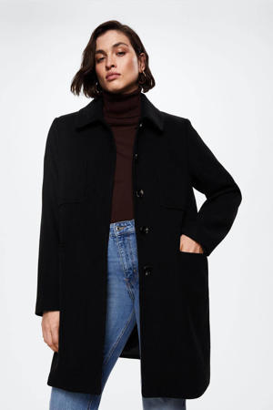 coat met wol zwart