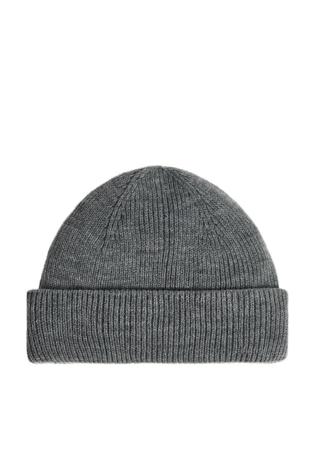 Mango Man rib gebreide muts grijs