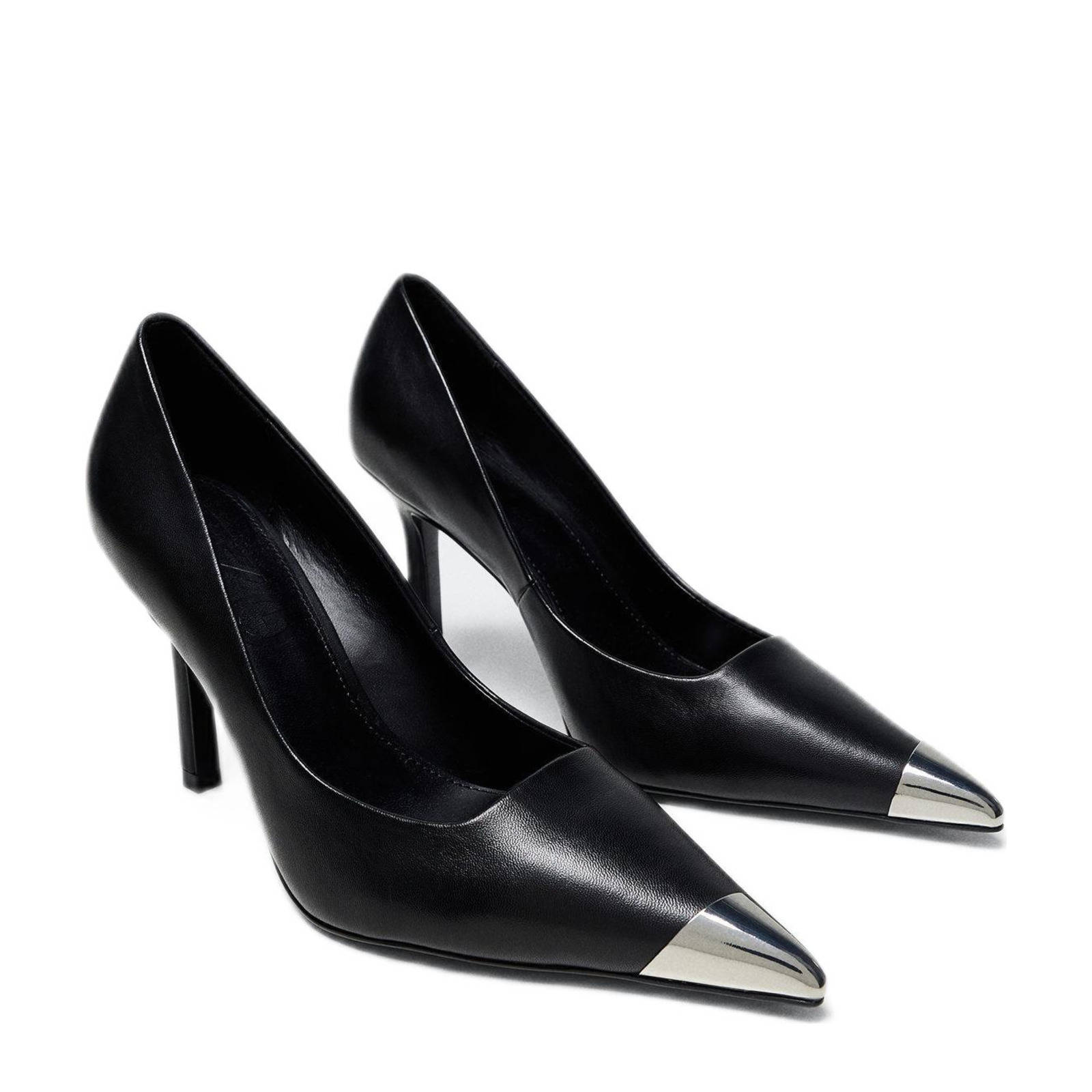 Mango leren pumps zwart | wehkamp
