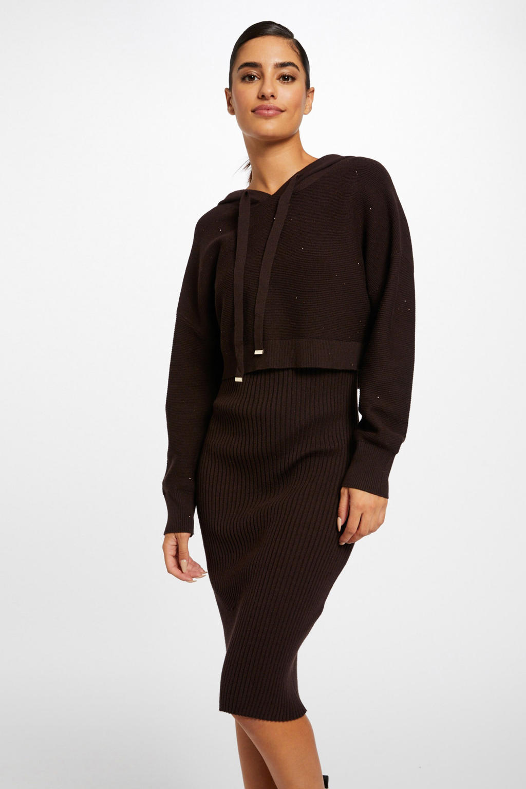 Glitter Jurken Dames GORGLITTER Gebreide Jurk Voor Dames, Lang