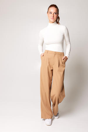 high waist loose fit pantalon Philly  van gerecycled polyester camel