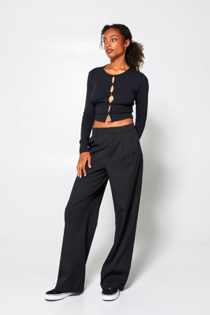 high waist loose fit pantalon Philly  van gerecycled polyester zwart