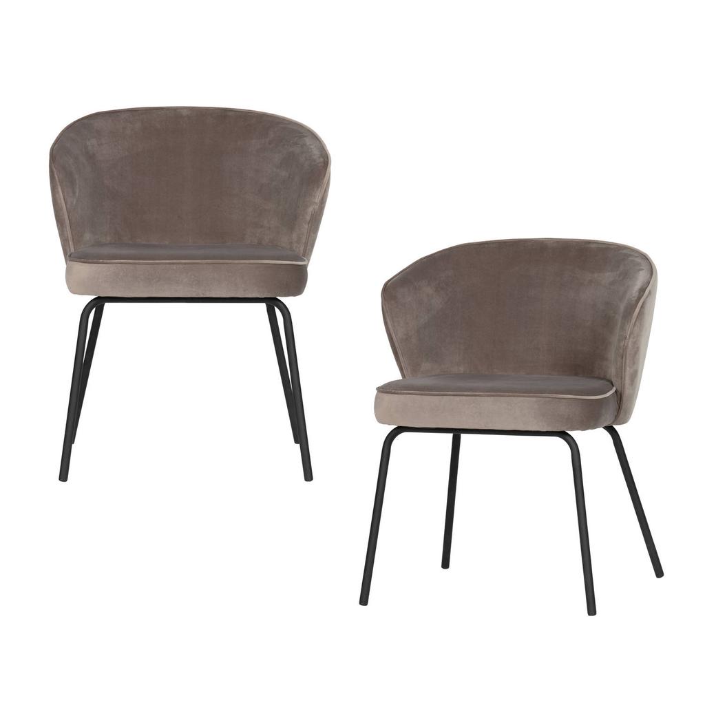 WOOOD WOOOD Admit Eetkamerstoelen - Bouclé - Naturel - Set van 2