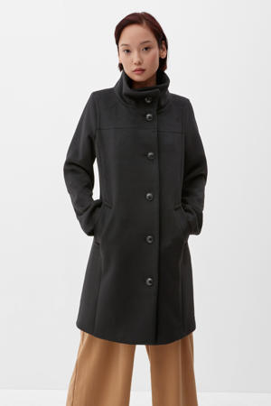 coat met wol zwart
