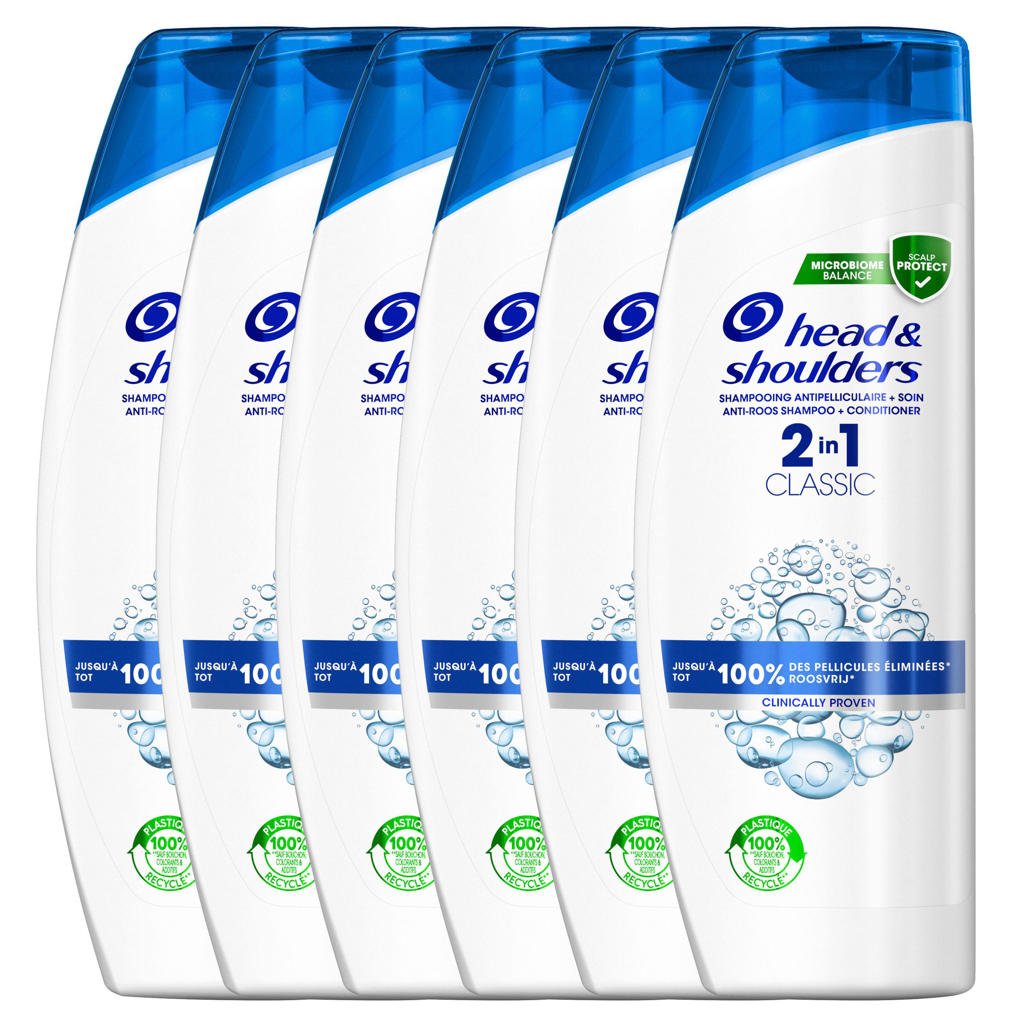 Head & Shoulders Classic 2-in-1 anti-roos shampoo & conditioner - 6 x 480 ml - voordeelverpakking