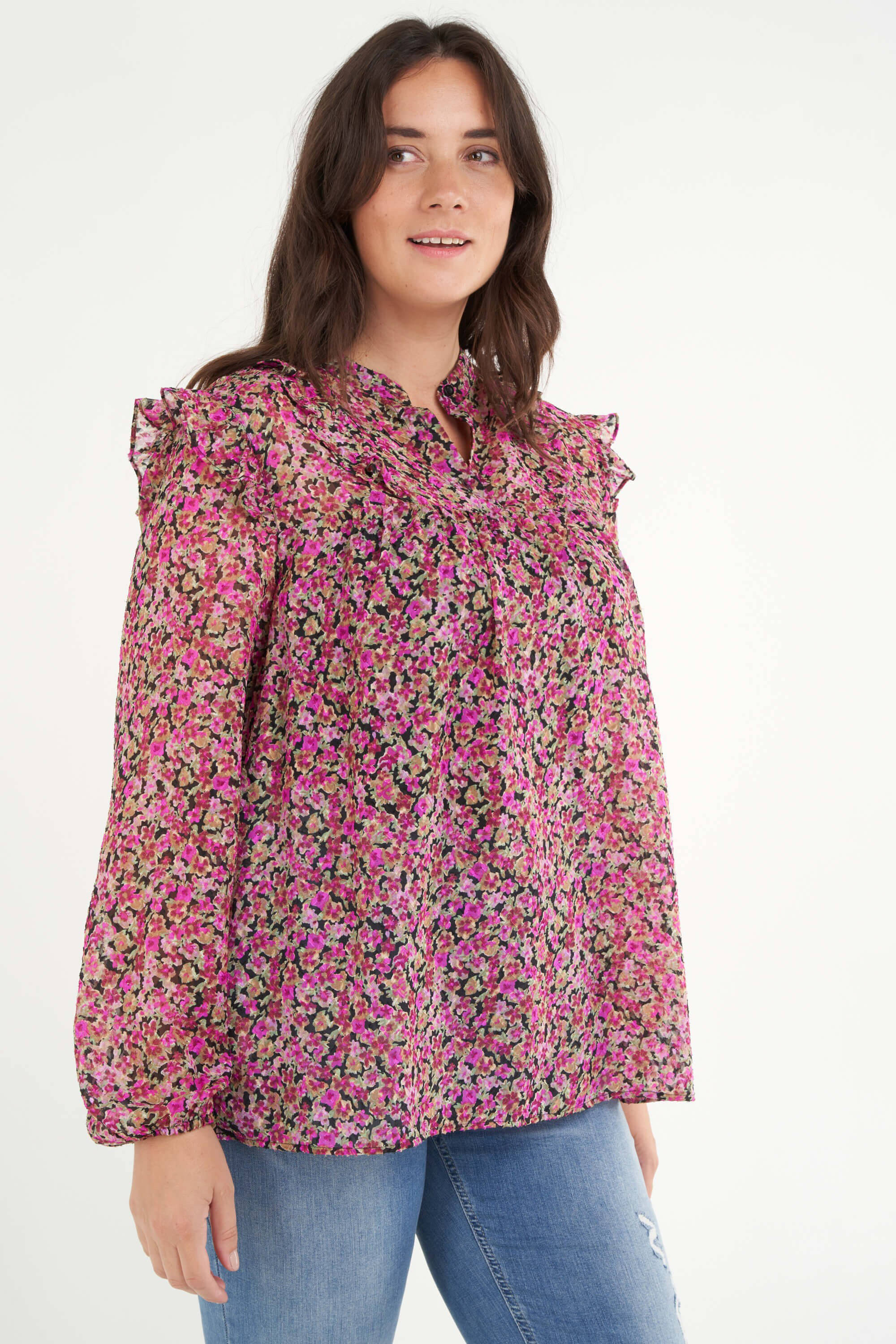 2nd Day Transparante blouse roze casual uitstraling Mode Blouses Transparante blousen 