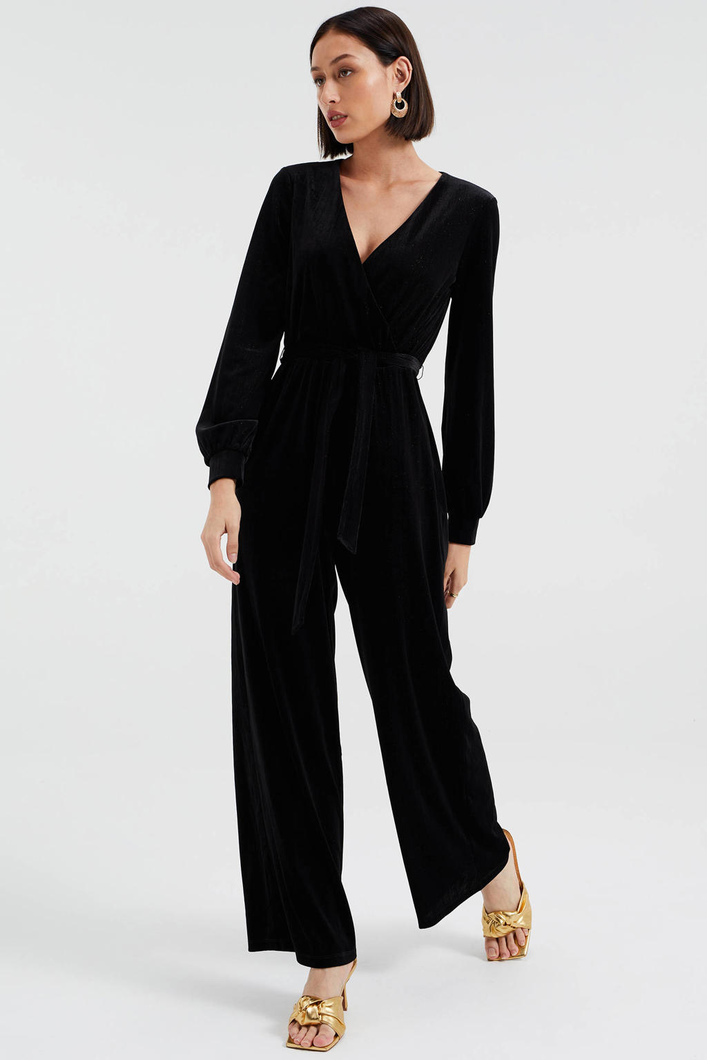 WE Fashion fluwelen jumpsuit zwart wehkamp