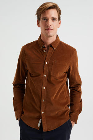 corduroy regular fit overhemd bruin