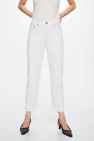 cropped high waist straight fit jeans wit
