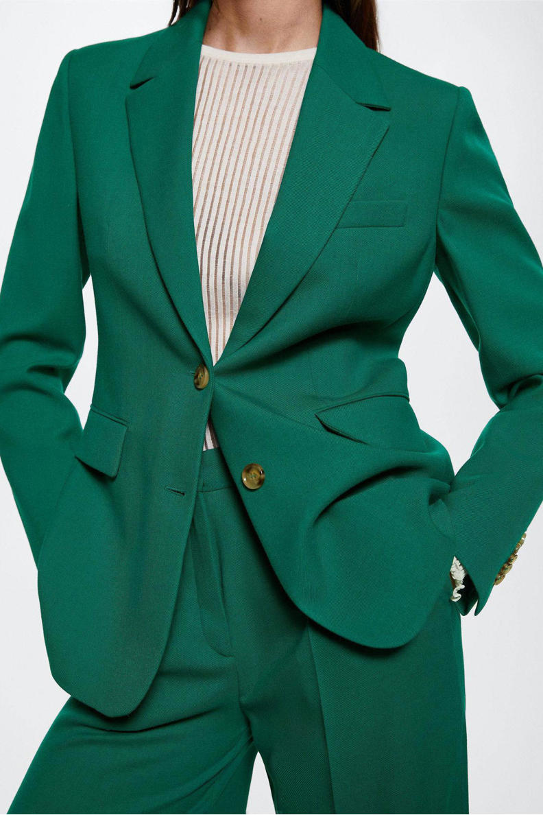 Mango blazer met wol donkergroen wehkamp