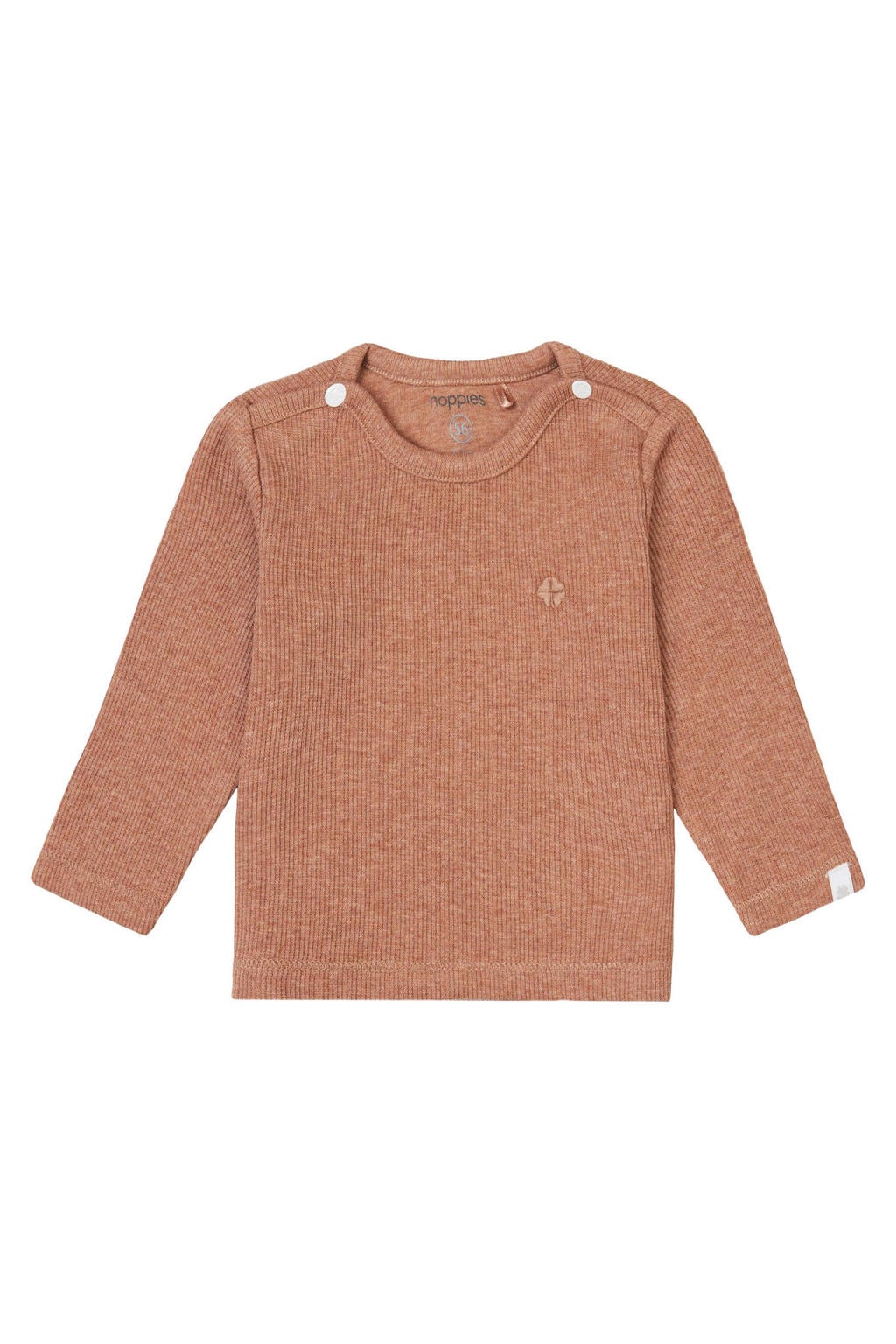 Oudroze jongens en meisjes Noppies baby longsleeve Natal van katoen met effen, lange mouwen, ronde hals, drukknoopsluiting en borduursels