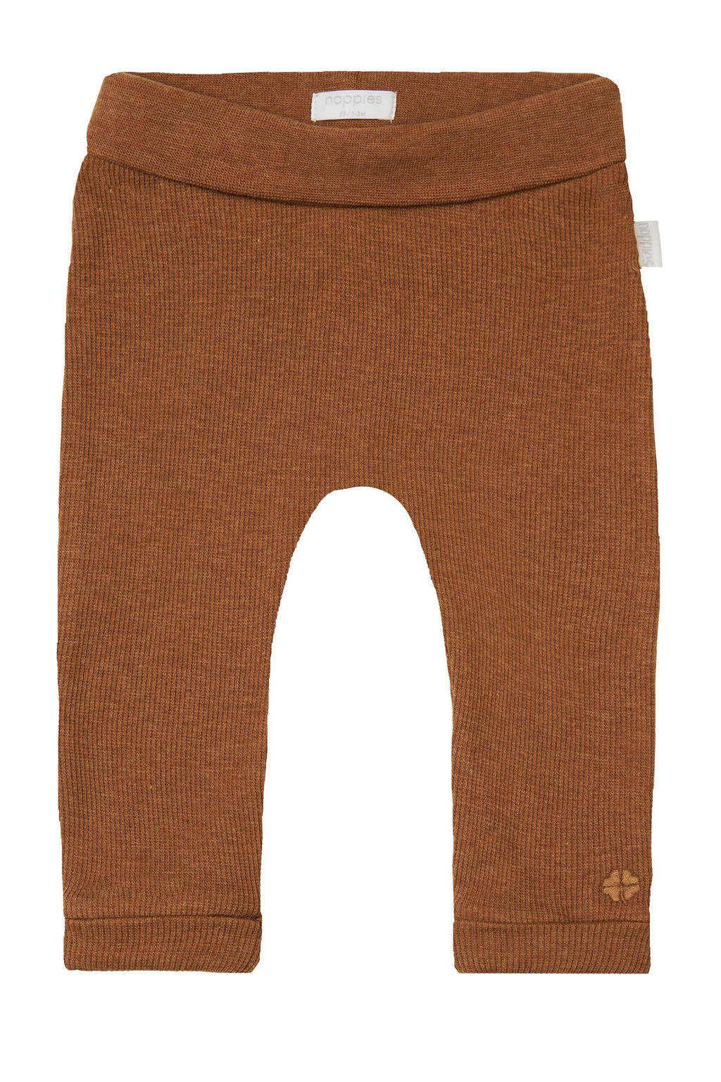 Bruine Noppies baby regular fit broek Naura van katoen met elastische tailleband en effen