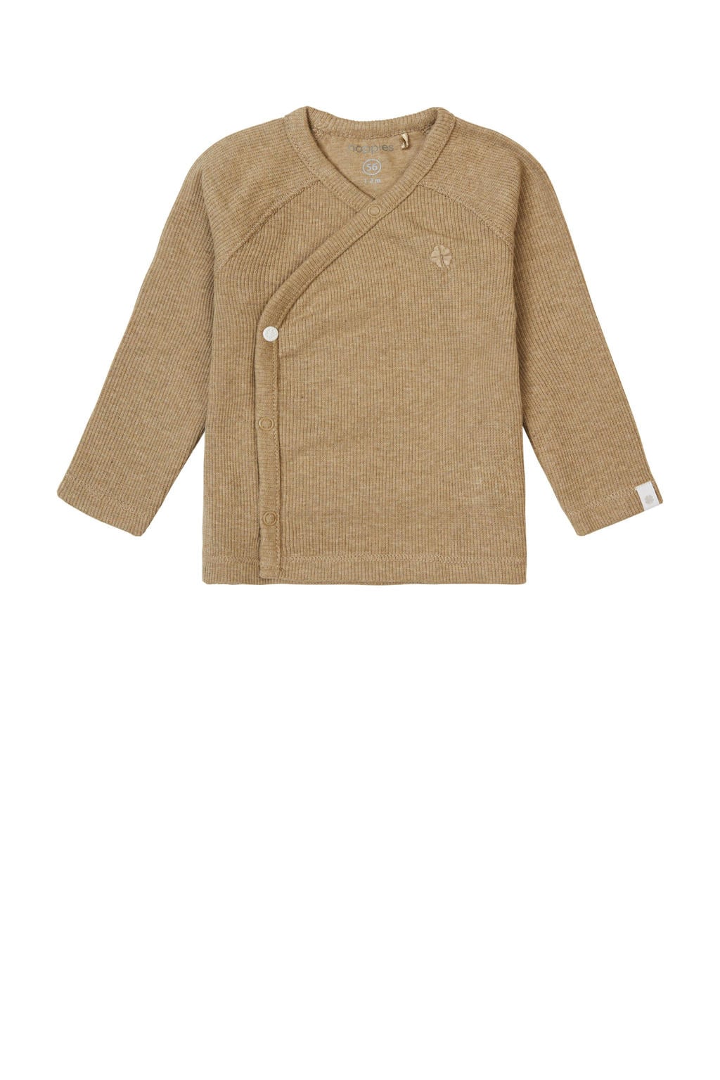 Lichtgroene jongens en meisjes Noppies baby longsleeve Nanyuki van katoen met effen, lange mouwen, V-hals en drukknoopsluiting