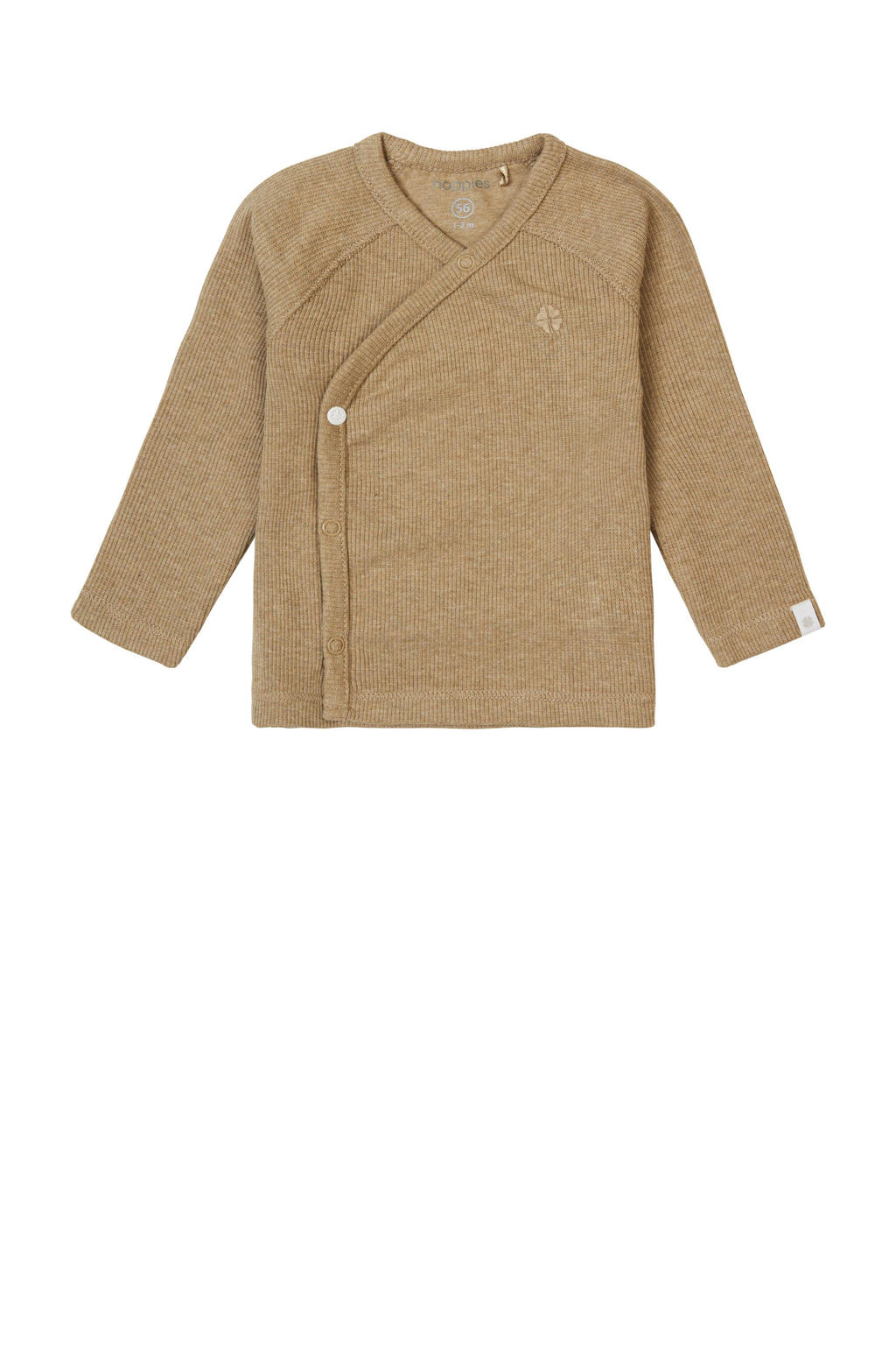 Lichtgroene jongens en meisjes Noppies baby longsleeve Nanyuki van katoen met effen, lange mouwen, V-hals en drukknoopsluiting