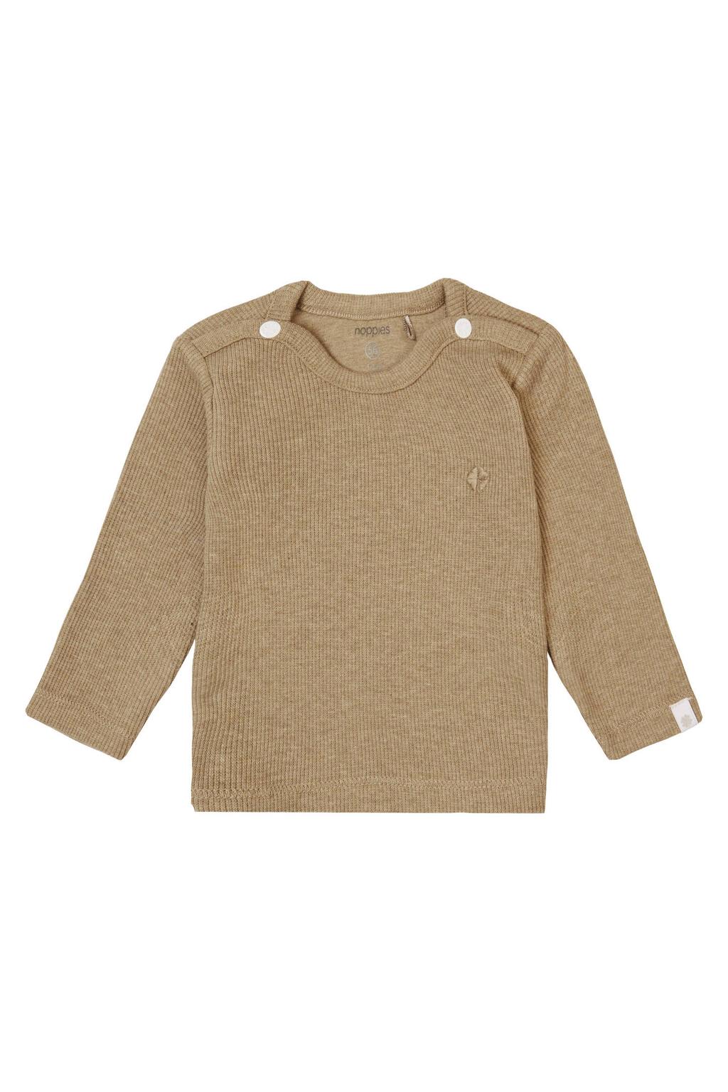 Lichtgroene jongens en meisjes Noppies baby longsleeve Natal van katoen met effen, lange mouwen, ronde hals, drukknoopsluiting en borduursels