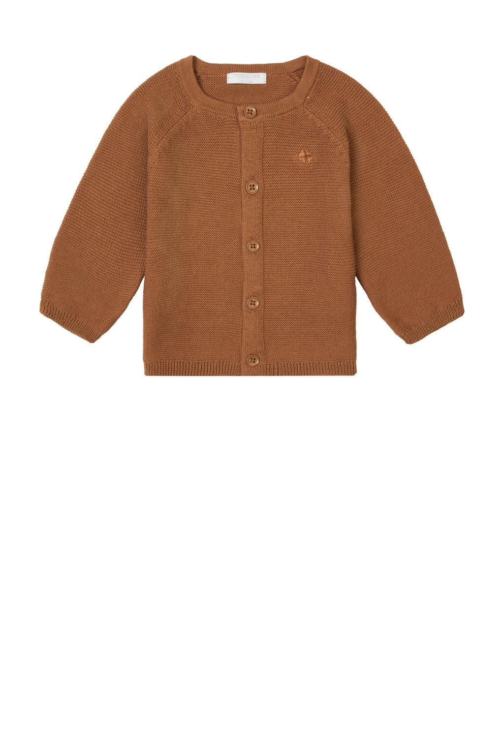 Bruine jongens en meisjes Noppies baby baby vest Naga van katoen met effen, lange mouwen, ronde hals en drukknoopsluiting