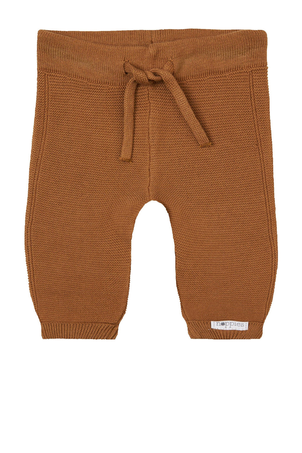 Bruine Noppies baby baby regular fit broek Grover van katoen met elastische tailleband met koord en effen