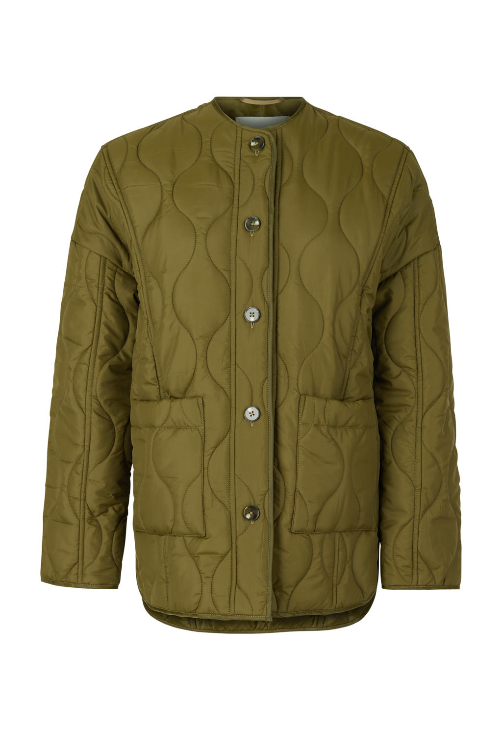 Shoeby quilted gewatteerde jas SHORT QUILTED donkergroen wehkamp