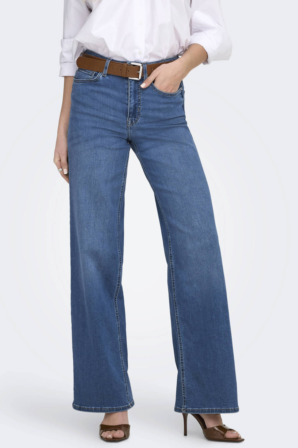 ONLY ONLMADISON high waist wide leg jeans blauw