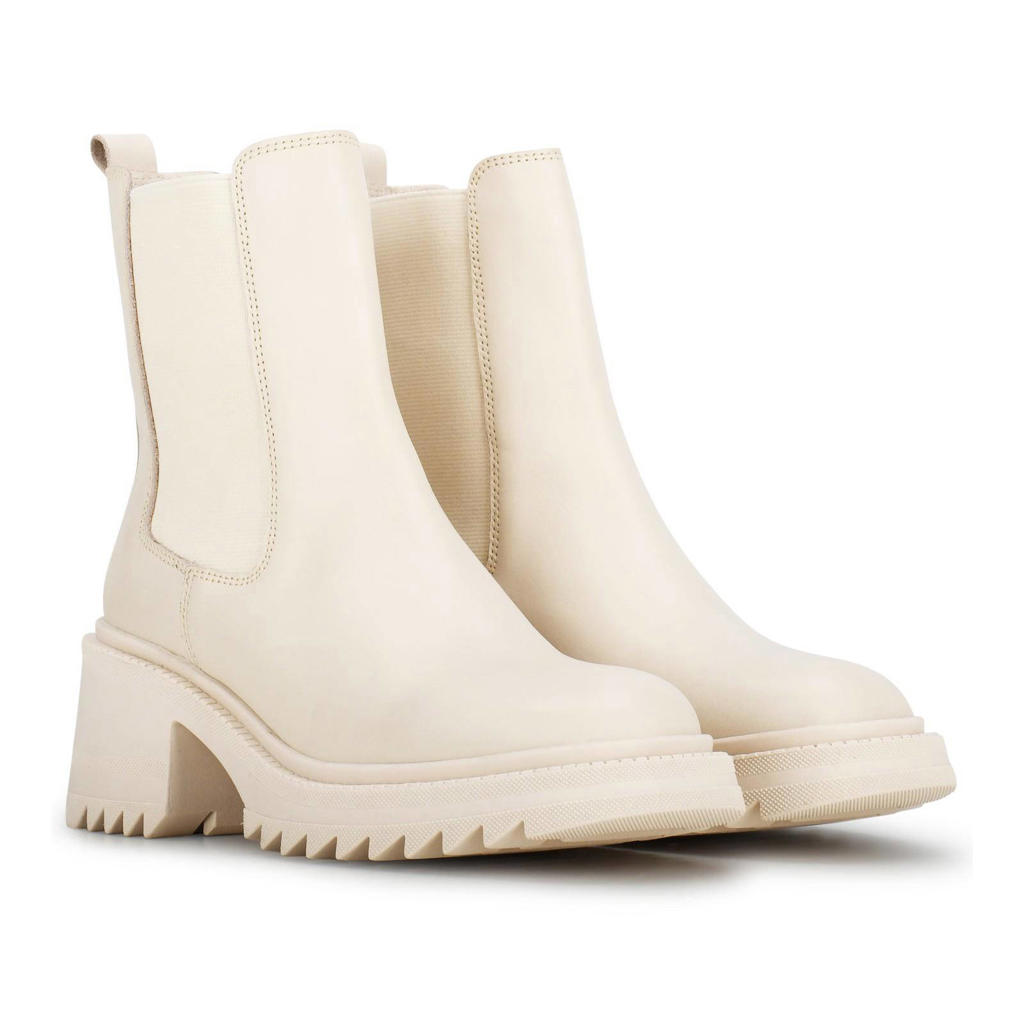 PS Poelman leren chelsea boots ecru wehkamp