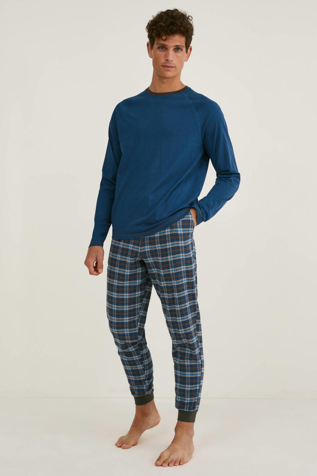 C&A pyjama met ruit blauw