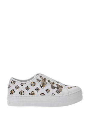 Betrix 2  instap sneakers met allover print wit/bruin 