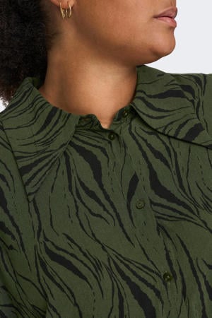 blouse met dierenprint groen
