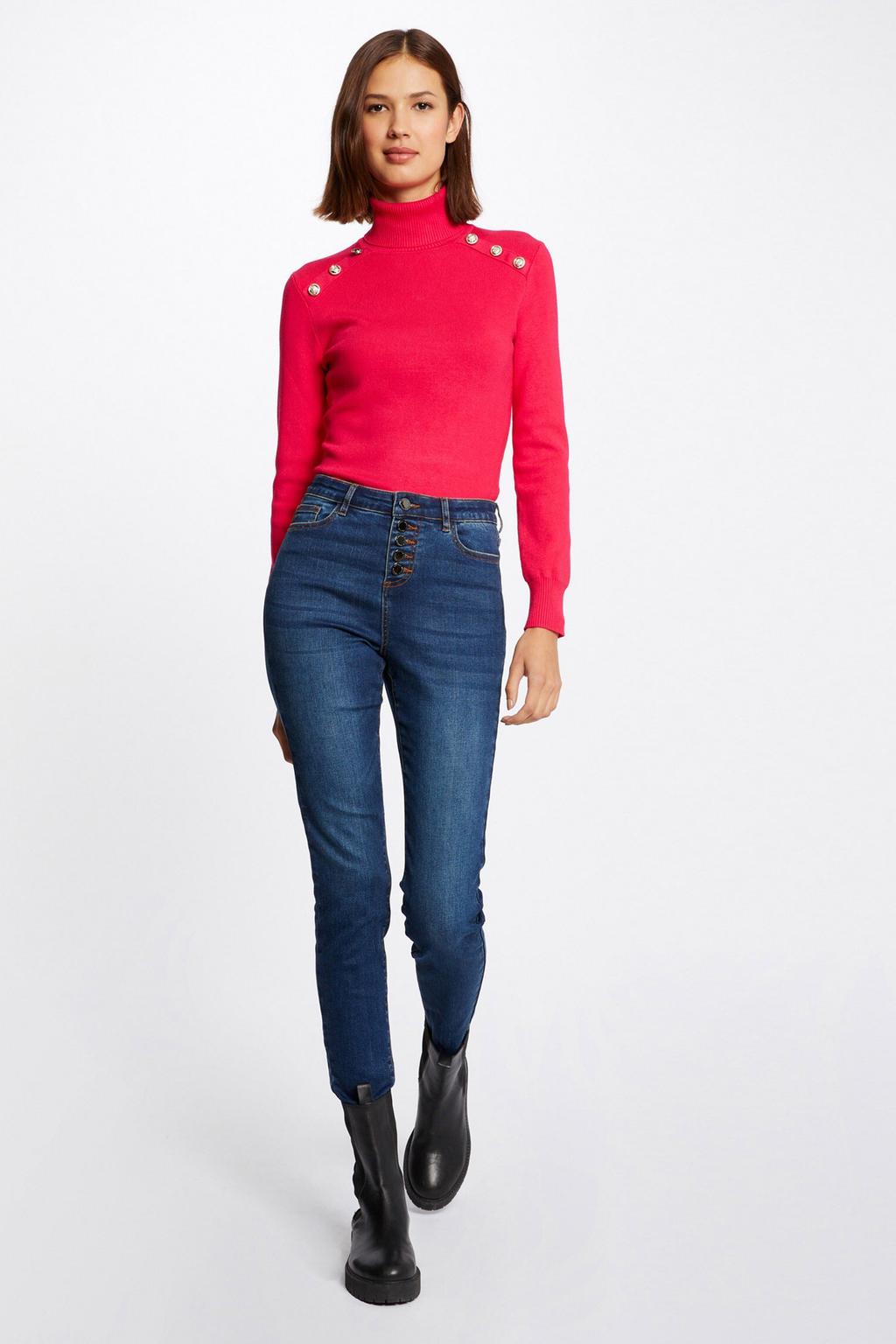 Fuchsia dames Morgan fijngebreide coltrui van viscose met effen en lange mouwen
