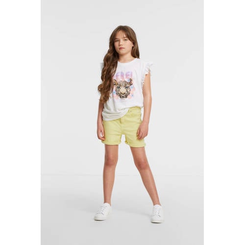 anytime denim short lime afbeelding