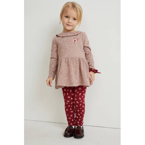 C&A jurk + legging + scrunchie set roze/rood