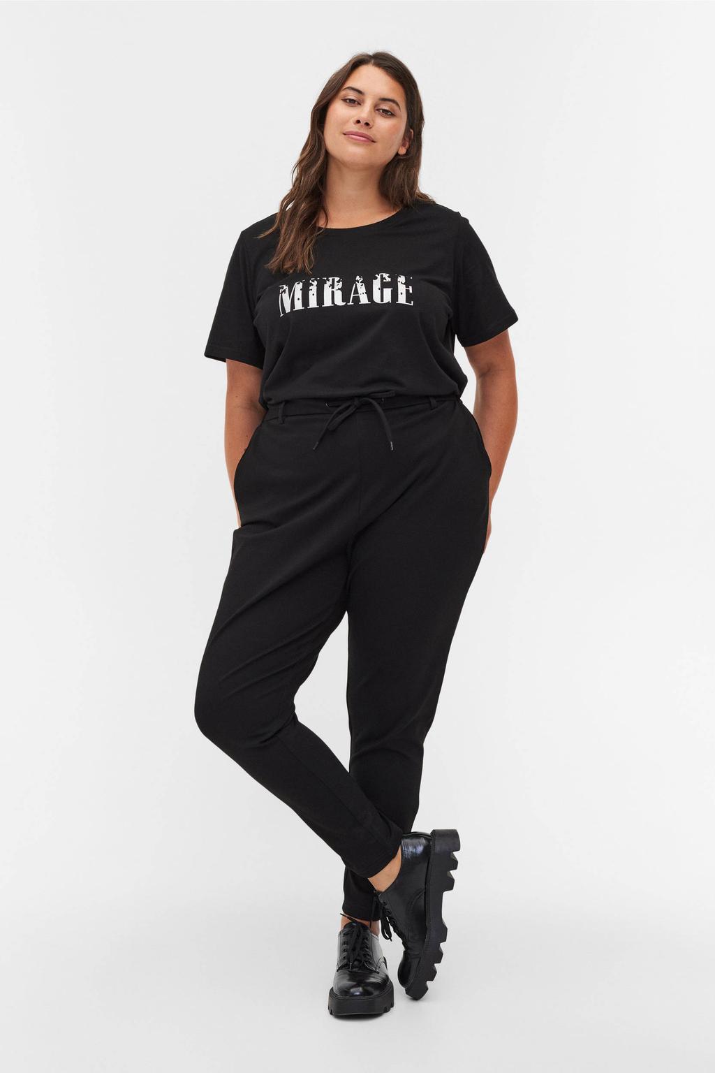 Zizzi high waist regular fit broek zwart