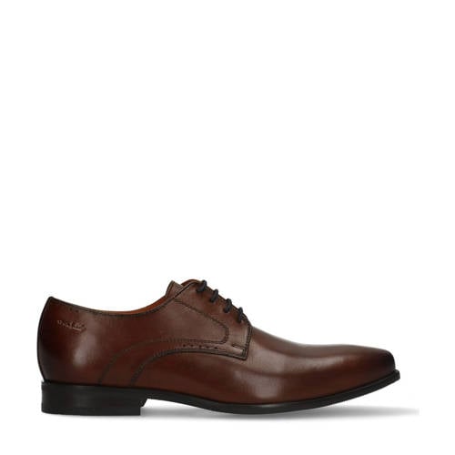 Van Lier leren veterschoenen cognac