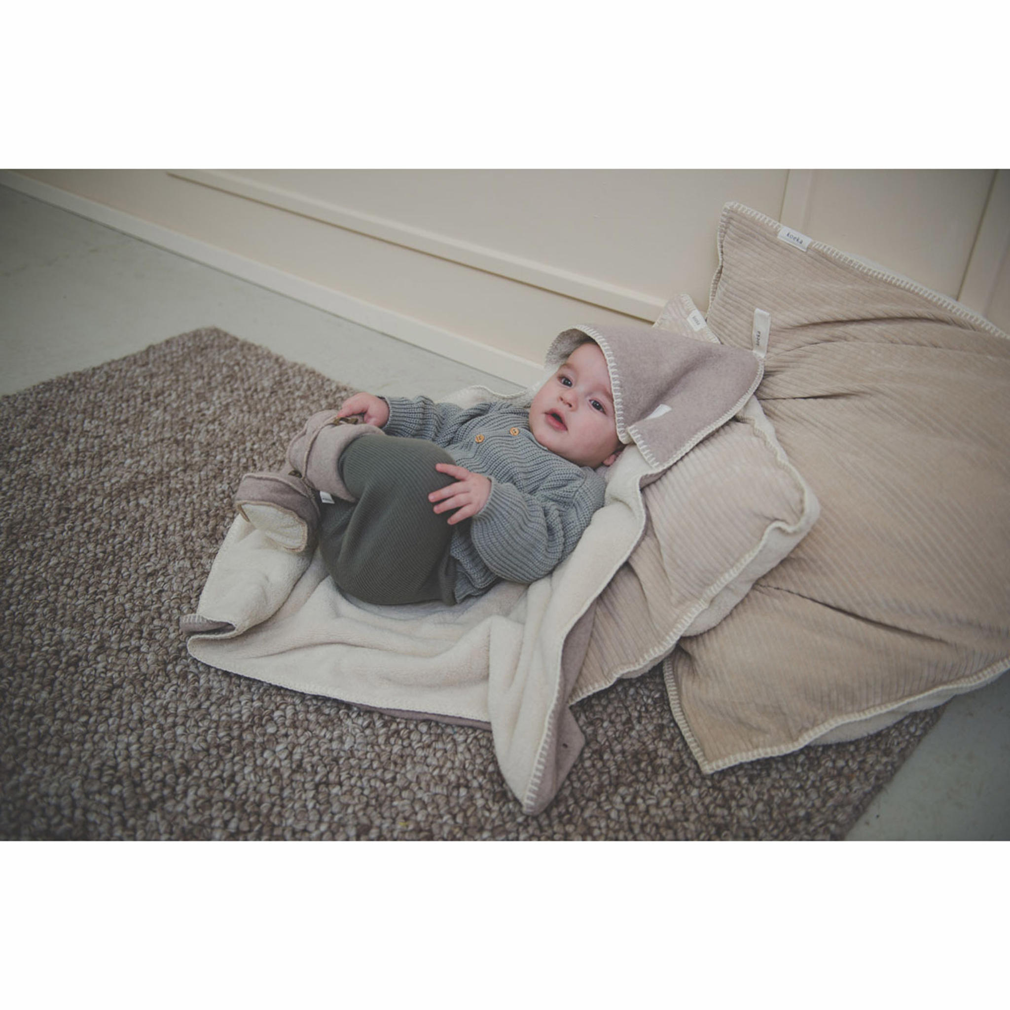 Koeka Denver wikkeldeken met teddy 100x100 cm clay - Afbeelding 6