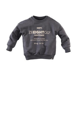 sweater Taio met tekst grijsblauw