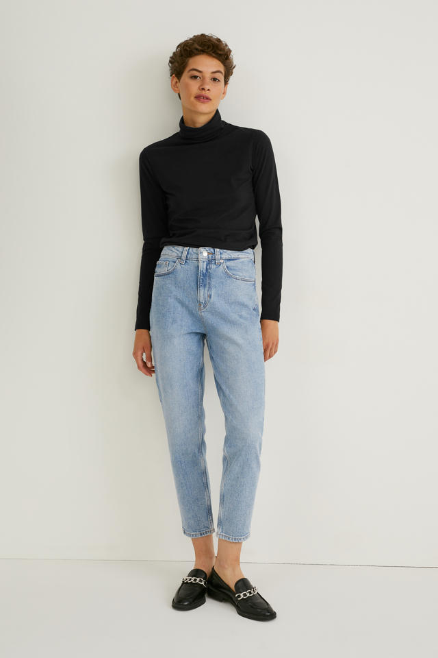 C&A cropped high waist straight jeans light denim | wehkamp