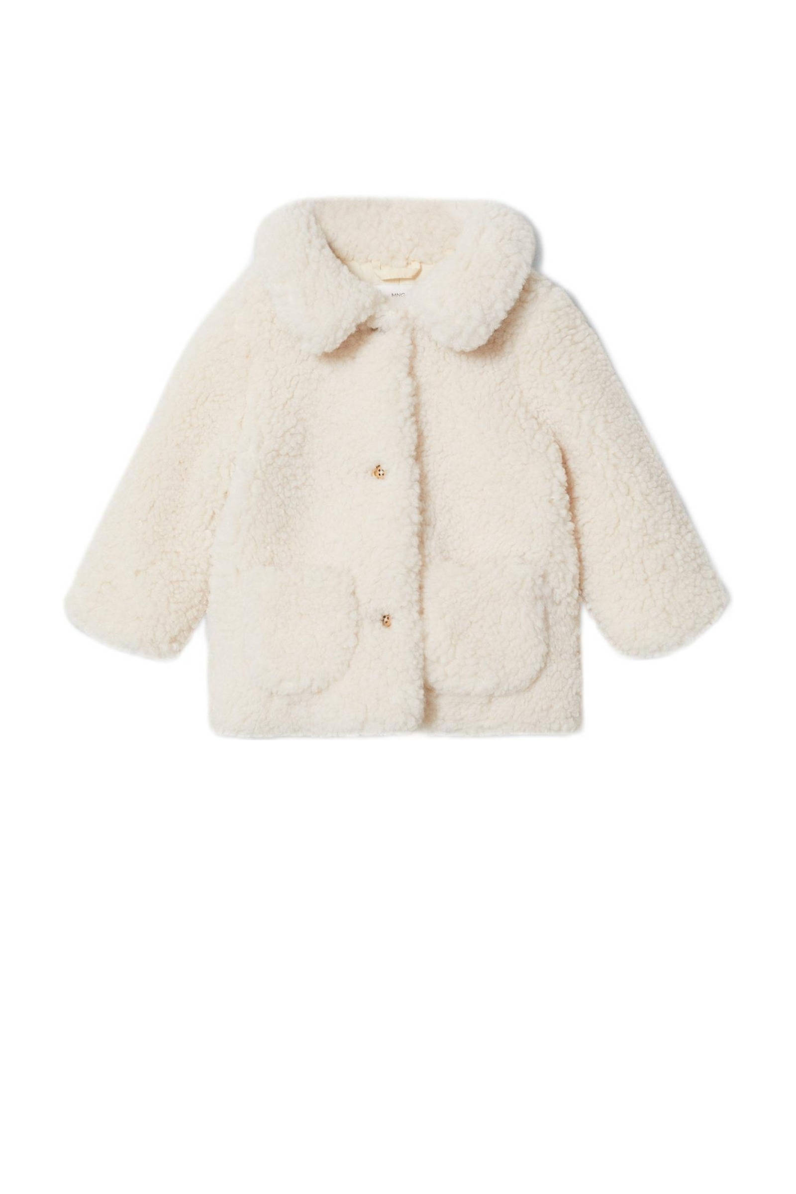 Mango Kids teddy jas lichtbeige wehkamp