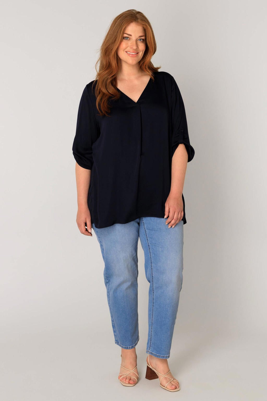 Base Level Curvy blouse donkerblauw