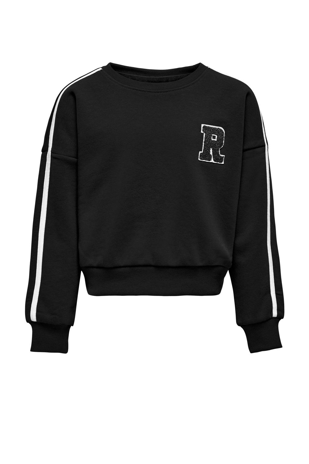 KIDS ONLY GIRL sweater KOGSELINA met contrastbies zwart/wit wehkamp