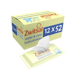 Wehkamp Zwitsal Water & Care Billendoekjes - 12 x 52 stuks - voordeelverpakking aanbieding