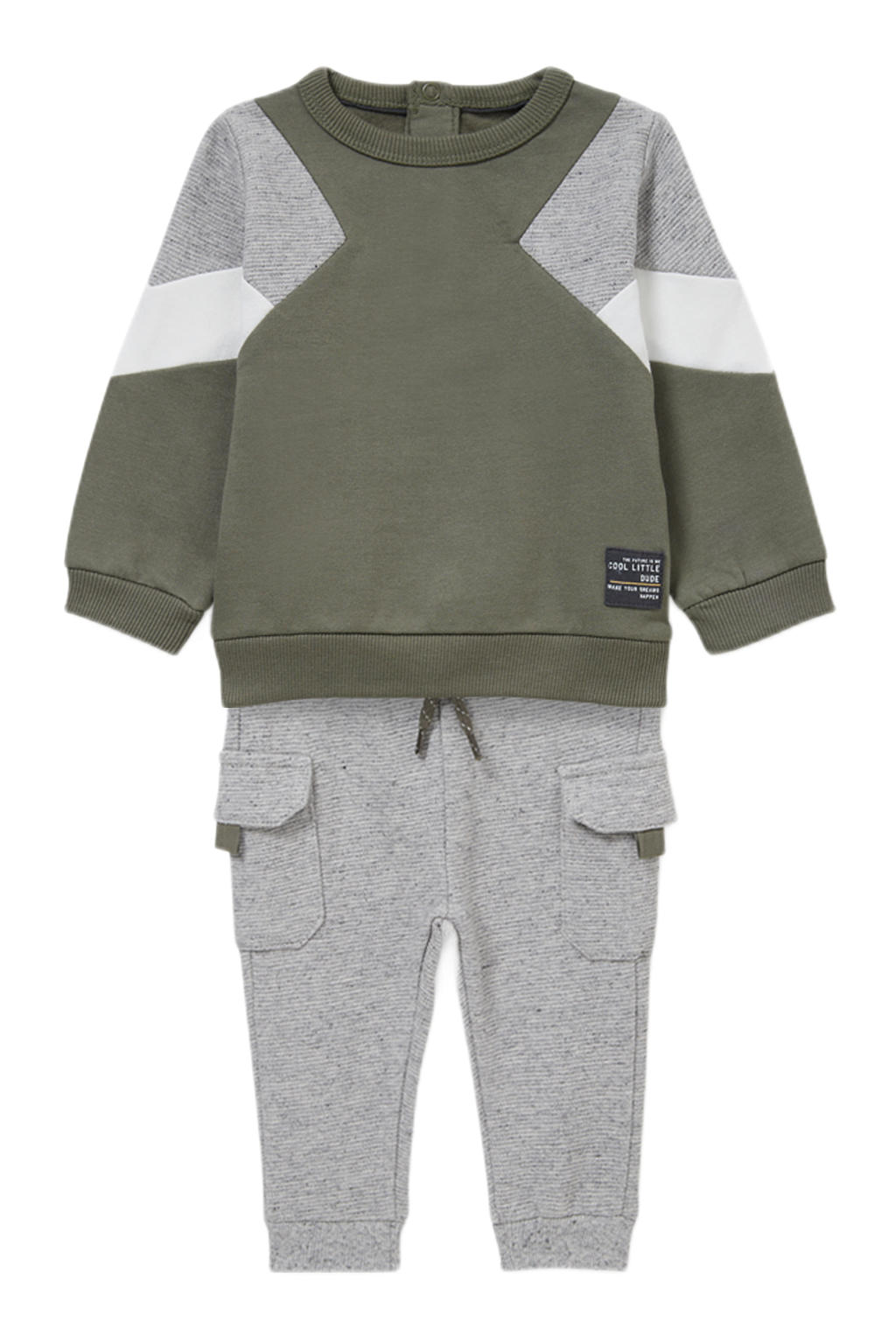 C&A sweater + joggingsbroek  groen/grijs